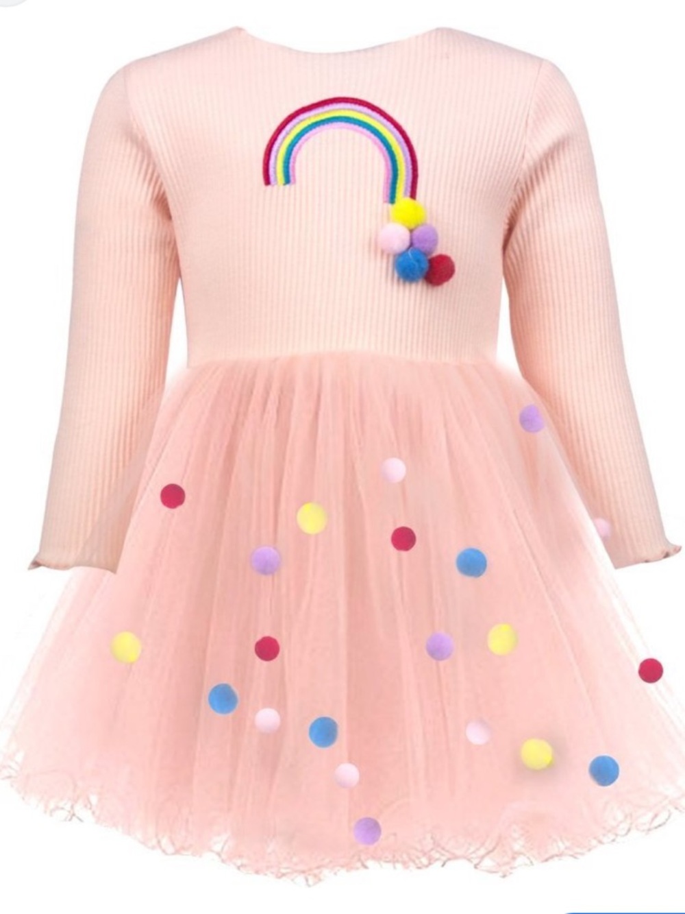 Lola + The Boys Peach  Pom Pom Dress . Size 6-7